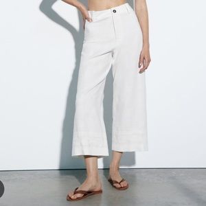 Zara embroidered linen blend pants, size xs NWT